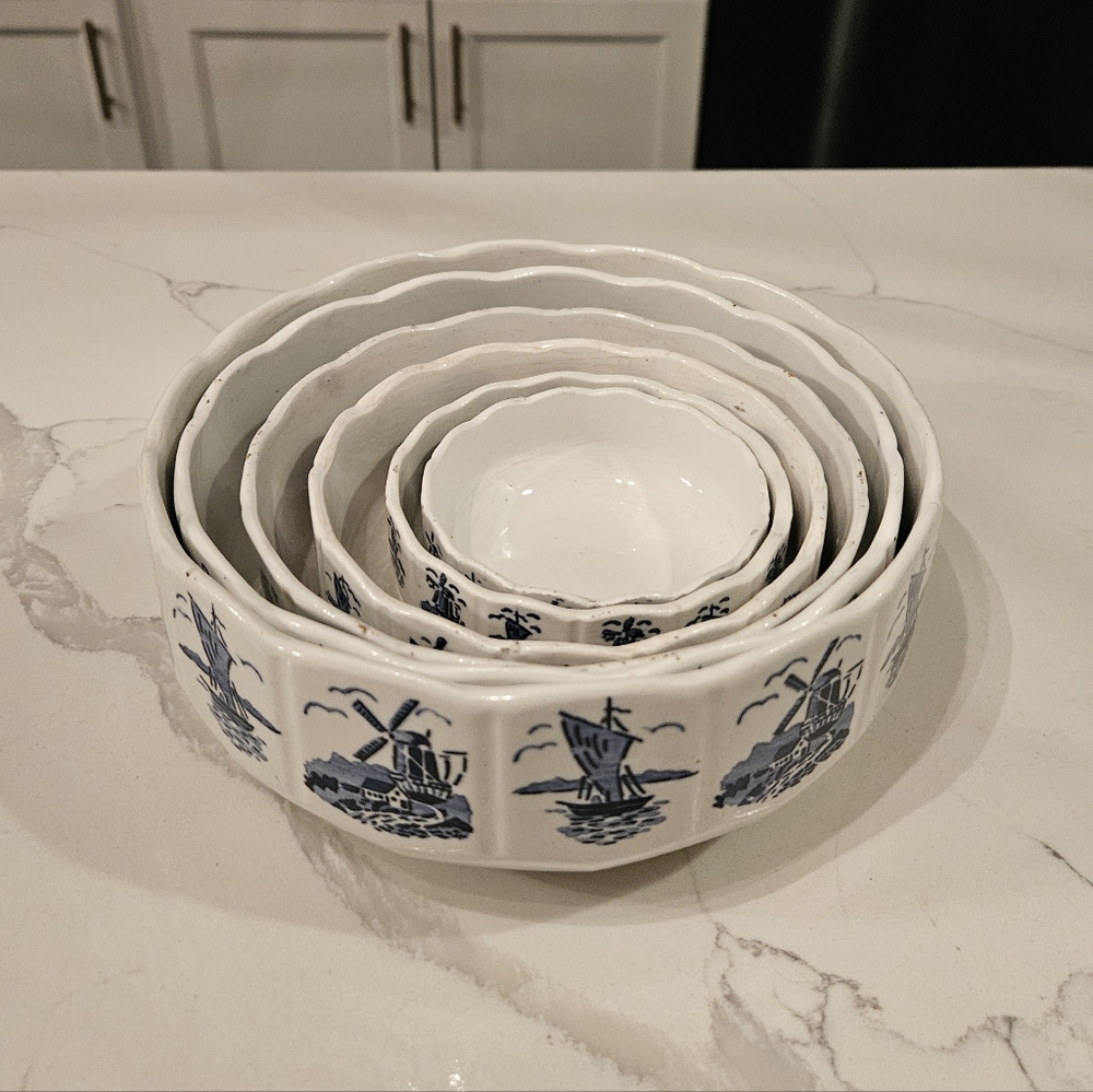 Vintage Antique Delft Rosenthal Nesting Bowls 1598/3 GERMANY 29 Nautical